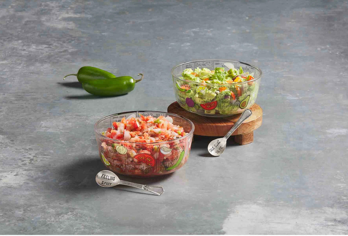 Mud Pie Guac Recipe Glass Dip Bowl Set