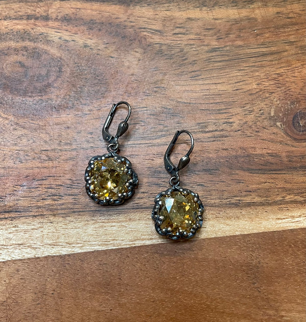 La Vie Parisienne By Catherine Popesco Champaign Crystal Earrings