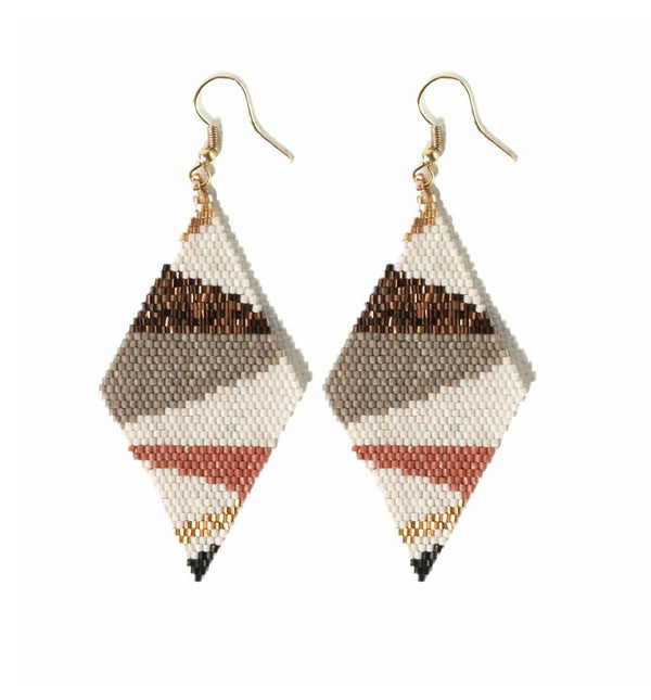 Ink + Alloy Ivory Bronze Grey Side Angles Diamond Luxe Earrings