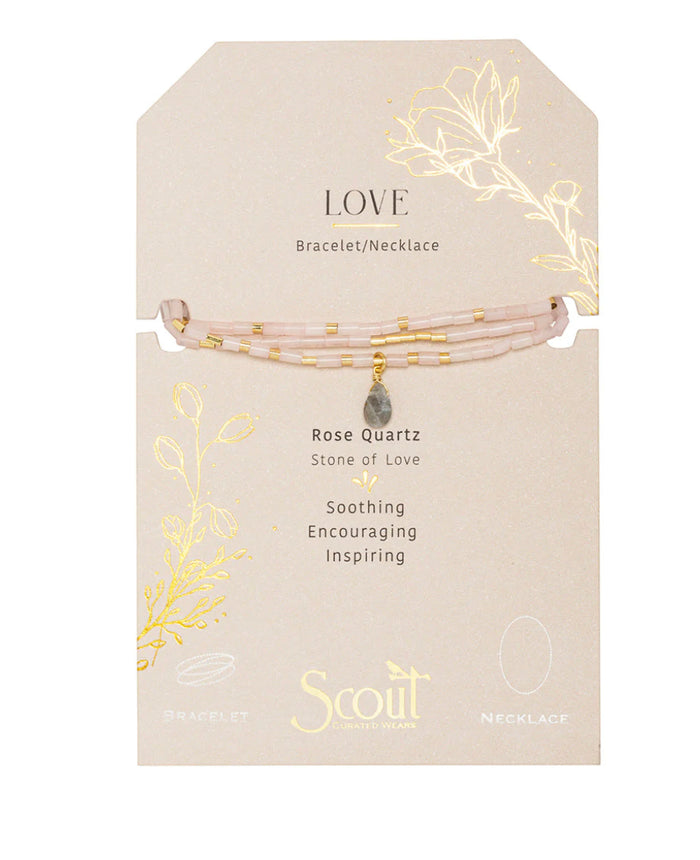 Scout Teardrop Stone Wrap Rose Quartz / Labradorite - Stone Of Love - The Boutique at Fresh