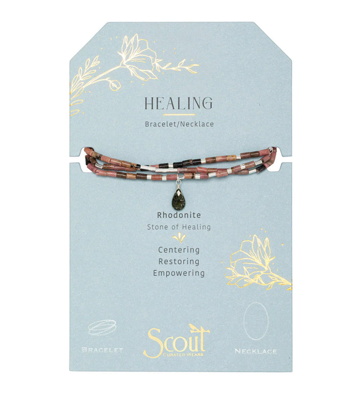 Scout Teardrop Stone Wrap Rhodonite / Pyrite - Stone Of Healing