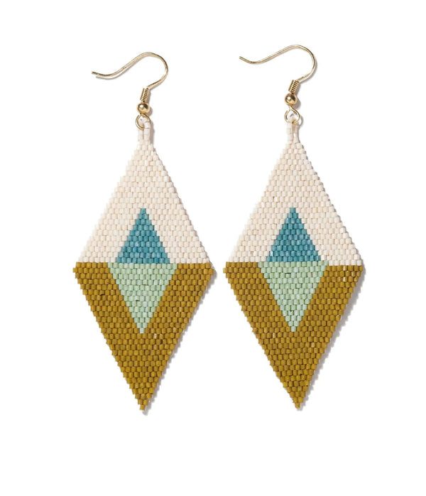 Ink + Alloy Ivory Citron Color Block Diamond Luxe Earrings