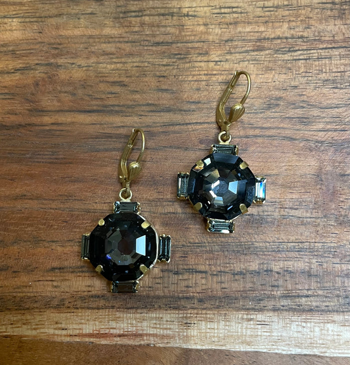 La Vie Parisienne By Catherine Popesco Art Deco Graphite Crystal Earrings