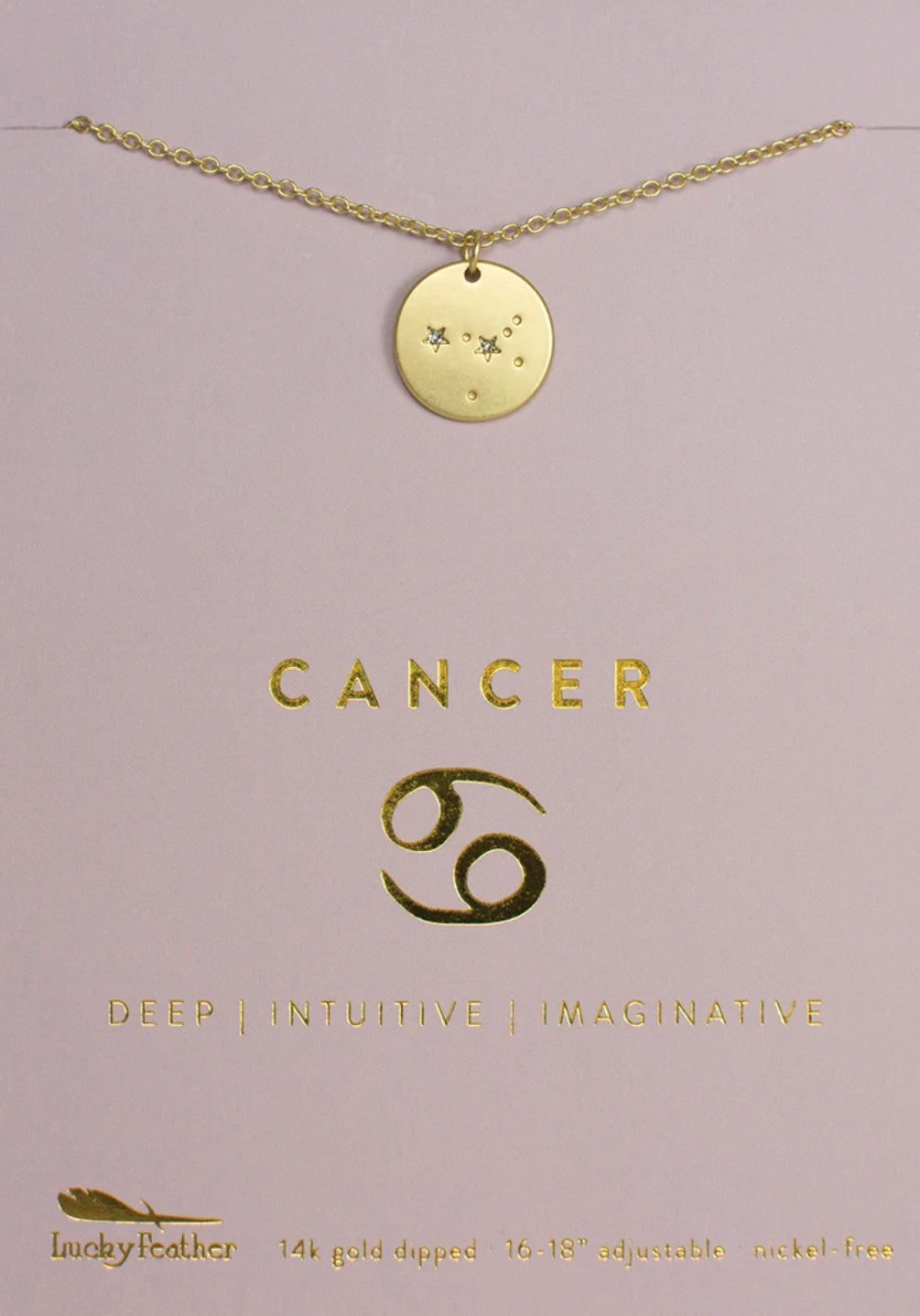 Lucky Feather Zodiac Necklace - Cancer