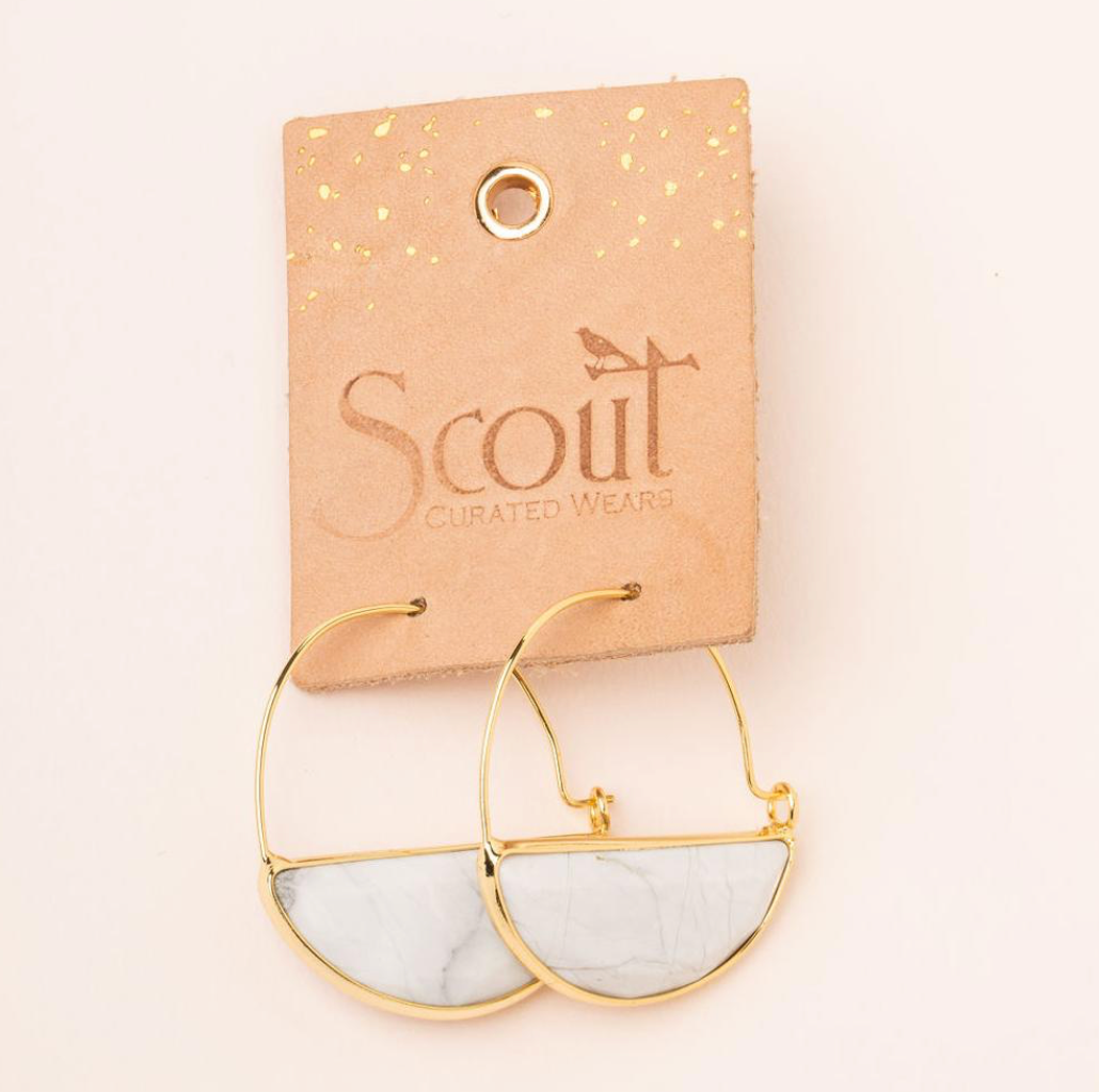 Scout Stone Prism Hoop Earrings Labradorite Stone Of Magic and Gold