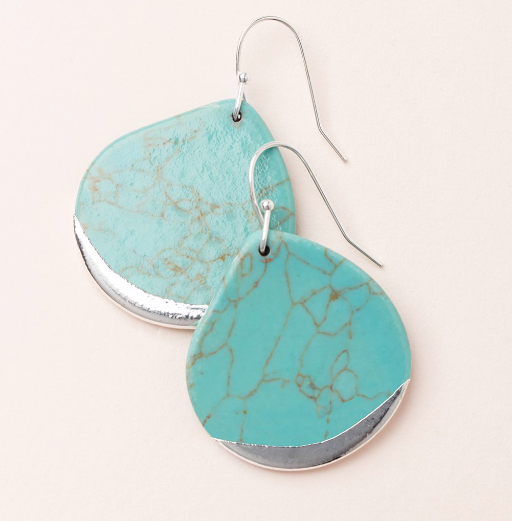 Scout Stone Dipped Teardrop Earrings Turquoise and Silver