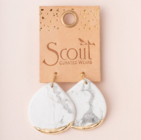 Scout Stone Dipped Teardrop Earrings Howlite And Gold