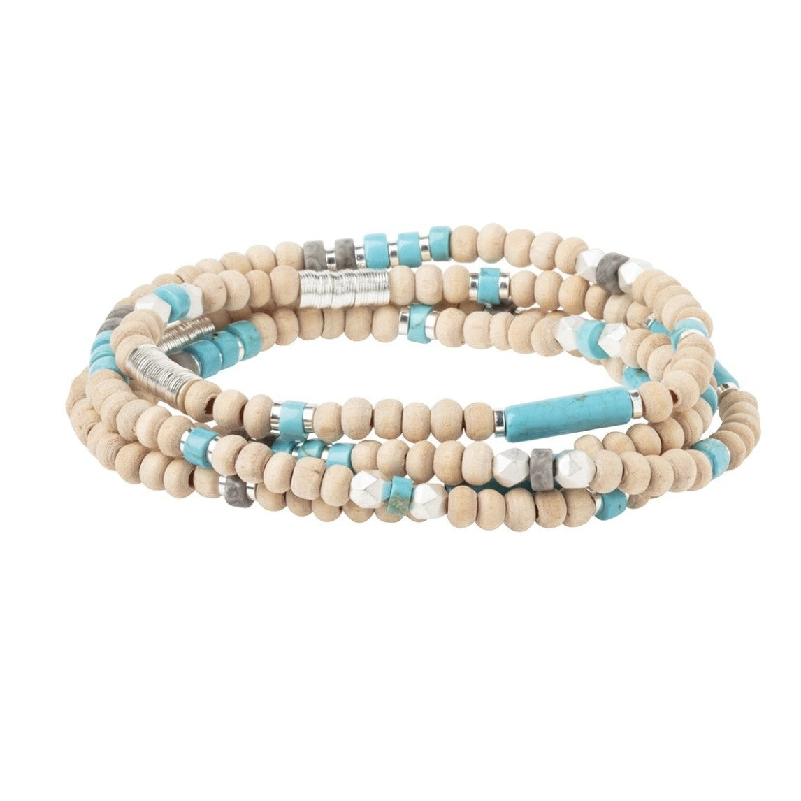 Scout Curated Wears Wood, Stone & Metal Wrap - Turquoise / Silver