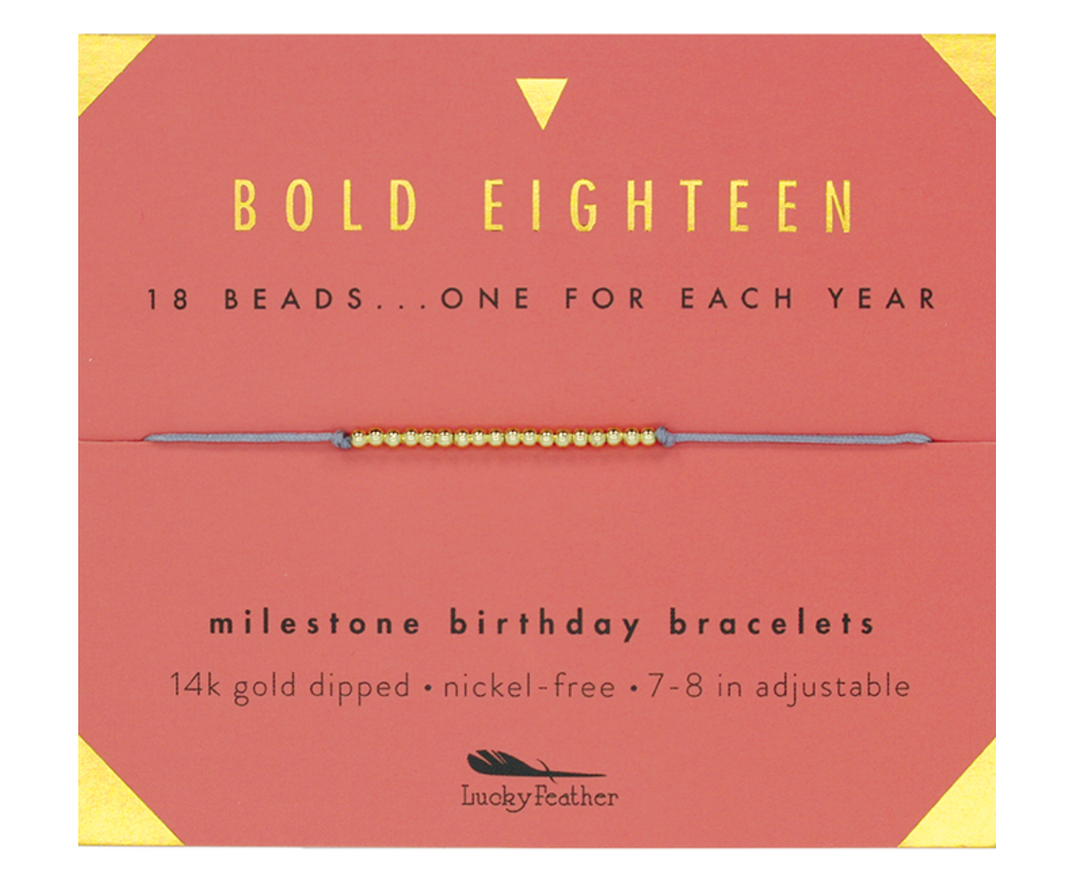 Lucky Feather Birthday Milestone Bracelet - Bold Eighteen