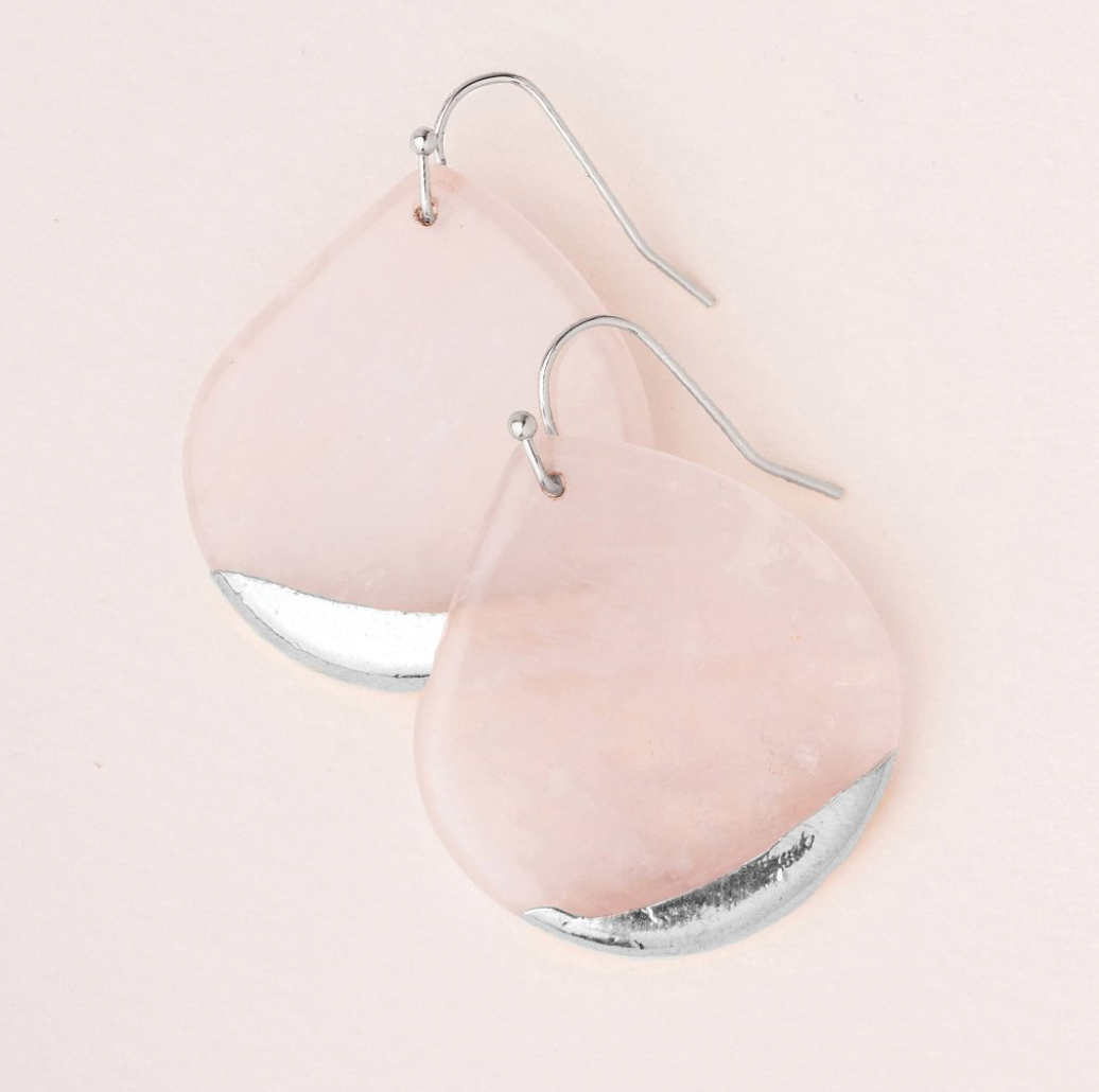 Scout Natural Stone Dipped Teardrop Earrings Rose Quartz