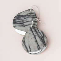 Scout Natural Stone Dipped Teardrop Earrings Picasso Jasper Silver