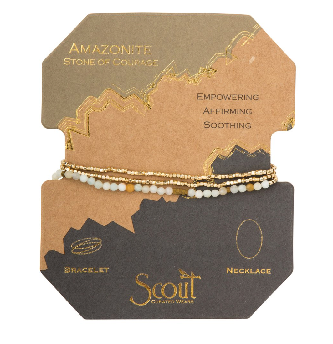 Scout Delicate Natural Stone Wrap Bracelet Necklace Amazonite Stone Of Courage
