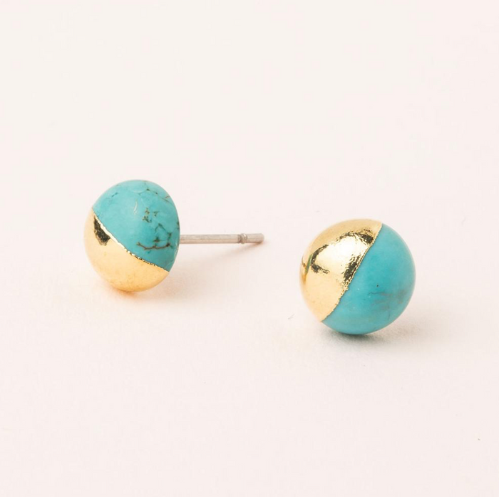 Scout Natural Dipped Stone Stud Earrings Turquoise Gold