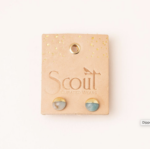 Scout Natural Dipped Stone Stud Earrings Rose Quartz And Gold