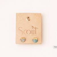 Scout Natural Dipped Stone Stud Earrings Black Spinel And Gold