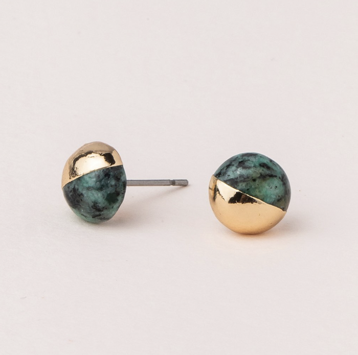 Scout Natural Dipped Stone Stud Earrings African Turquoise And Gold