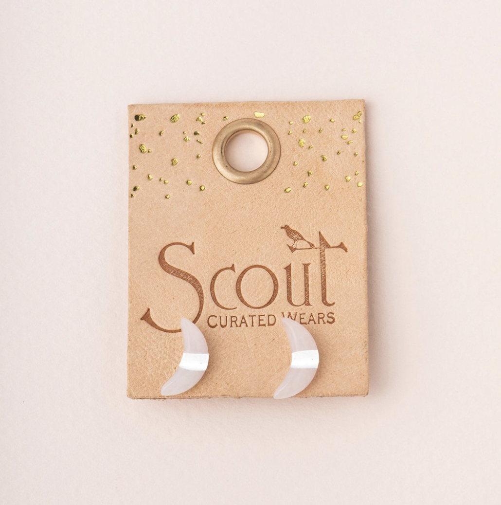 Scout Crescent Moon Stud Earrings Lapis And Silver Stone Of Truth