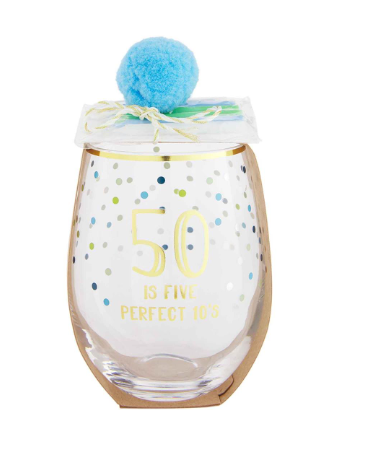 Mud Pie 50th Birthday Wine Glass and Candle Set